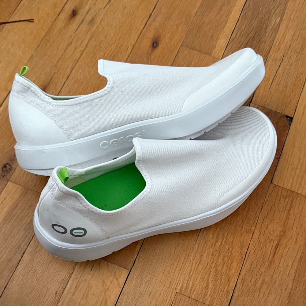 White Slip-On OOFOS Shoes